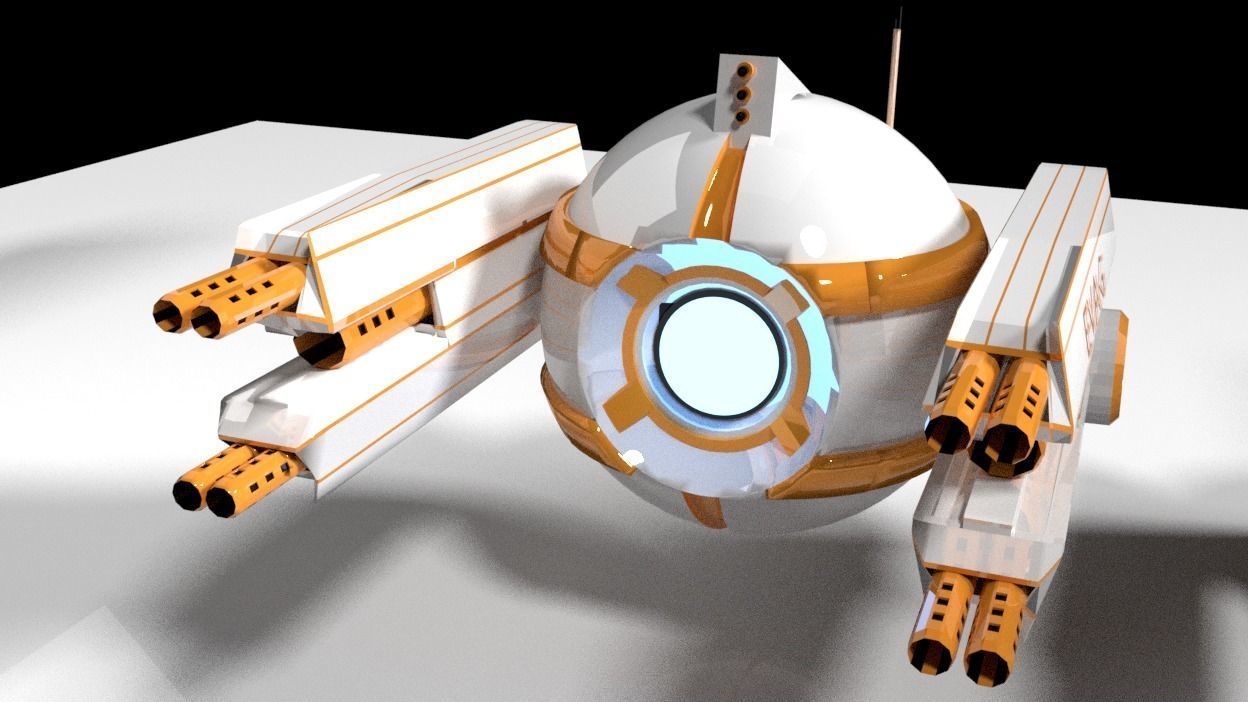 Scifi Armed Drone Low-poly 3D model_10