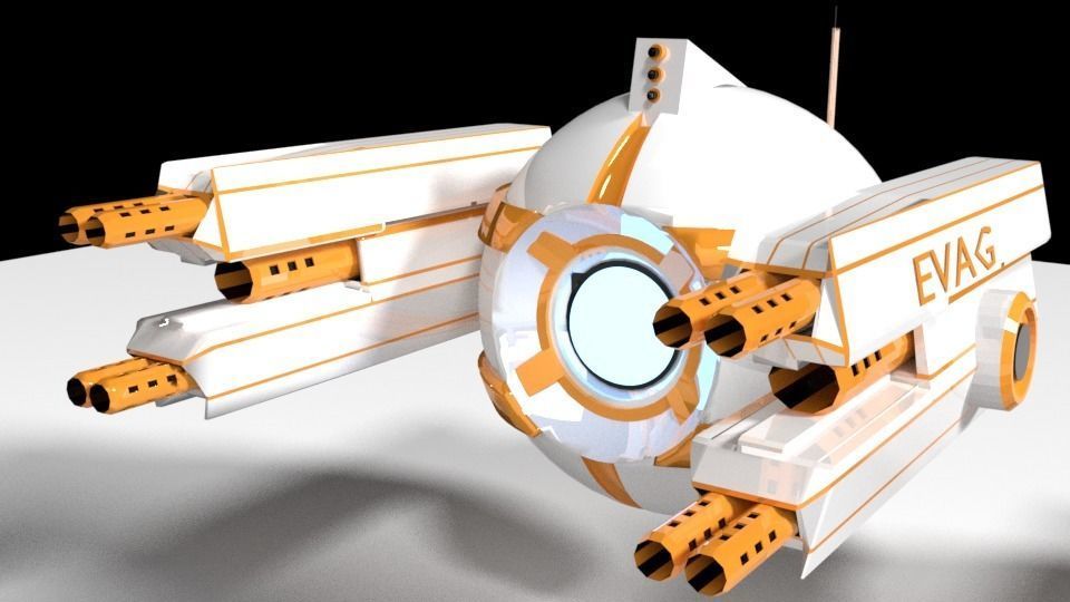 Scifi Armed Drone Low-poly 3D model_1