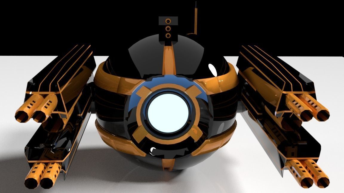 Scifi Armed Drone Low-poly 3D model_32
