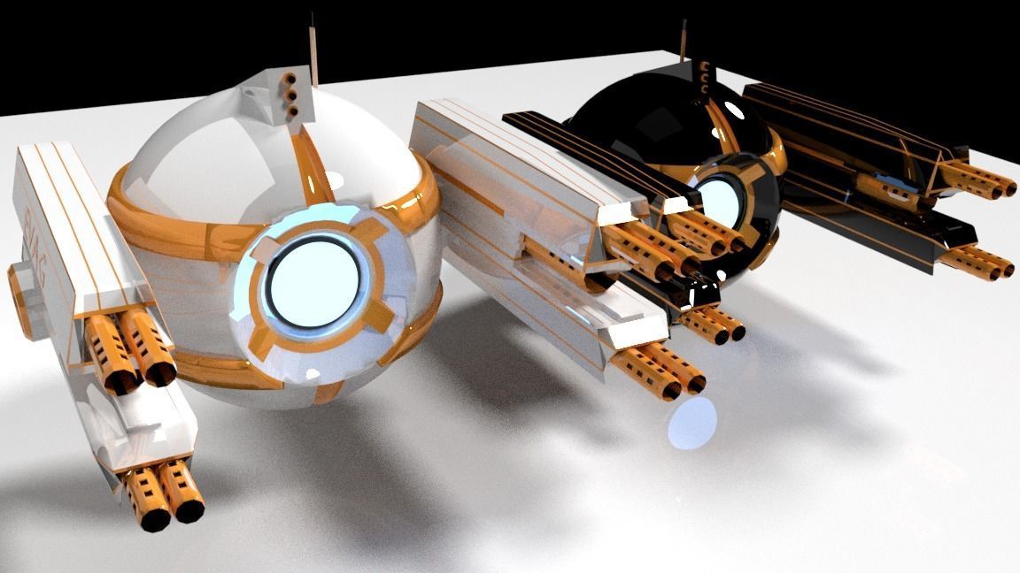 Scifi Armed Drone Low-poly 3D model_27