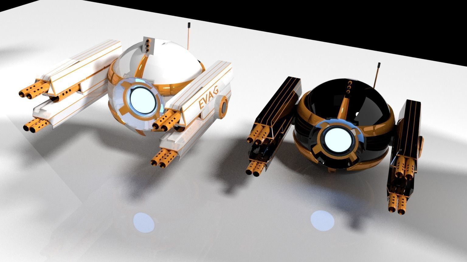 Scifi Armed Drone Low-poly 3D model_7