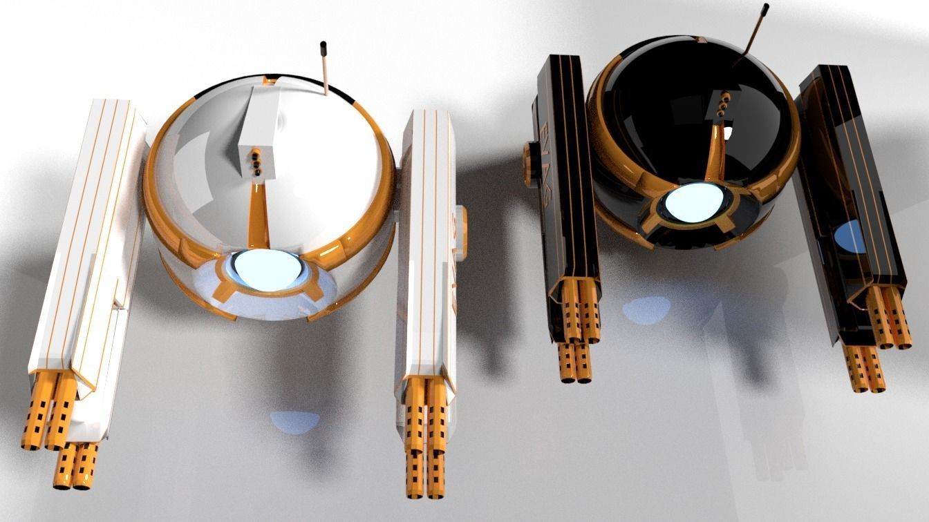 Scifi Armed Drone Low-poly 3D model_8