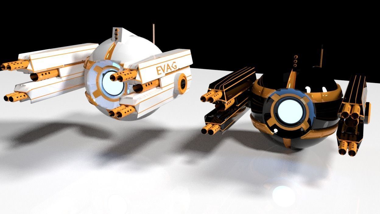 Scifi Armed Drone Low-poly 3D model_5