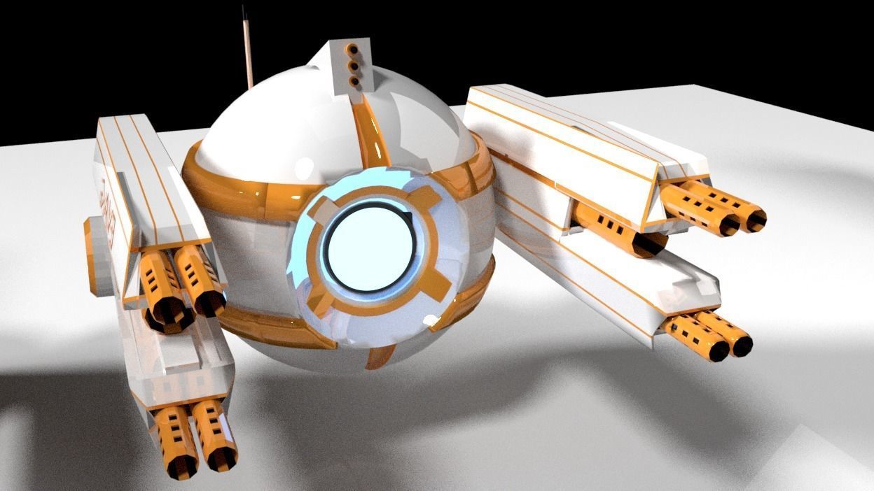 Scifi Armed Drone Low-poly 3D model_11
