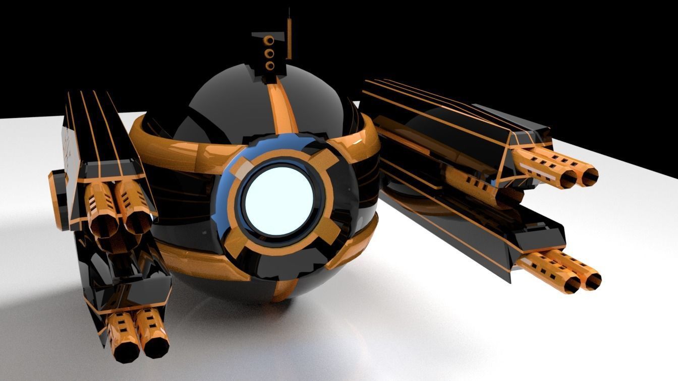 Scifi Armed Drone Low-poly 3D model_14