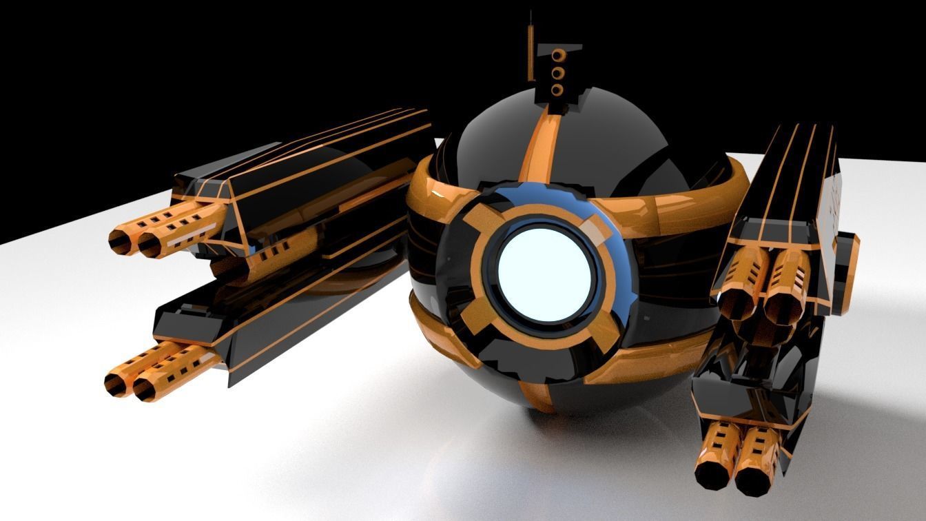 Scifi Armed Drone Low-poly 3D model_15