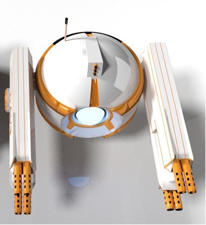 Scifi Armed Drone Low-poly 3D model_9