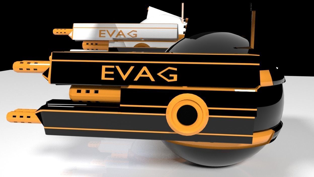 Scifi Armed Drone Low-poly 3D model_33