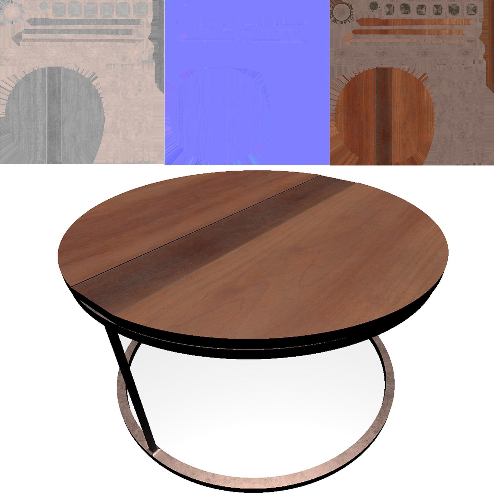 Table round coffee with metal base 3D model_2