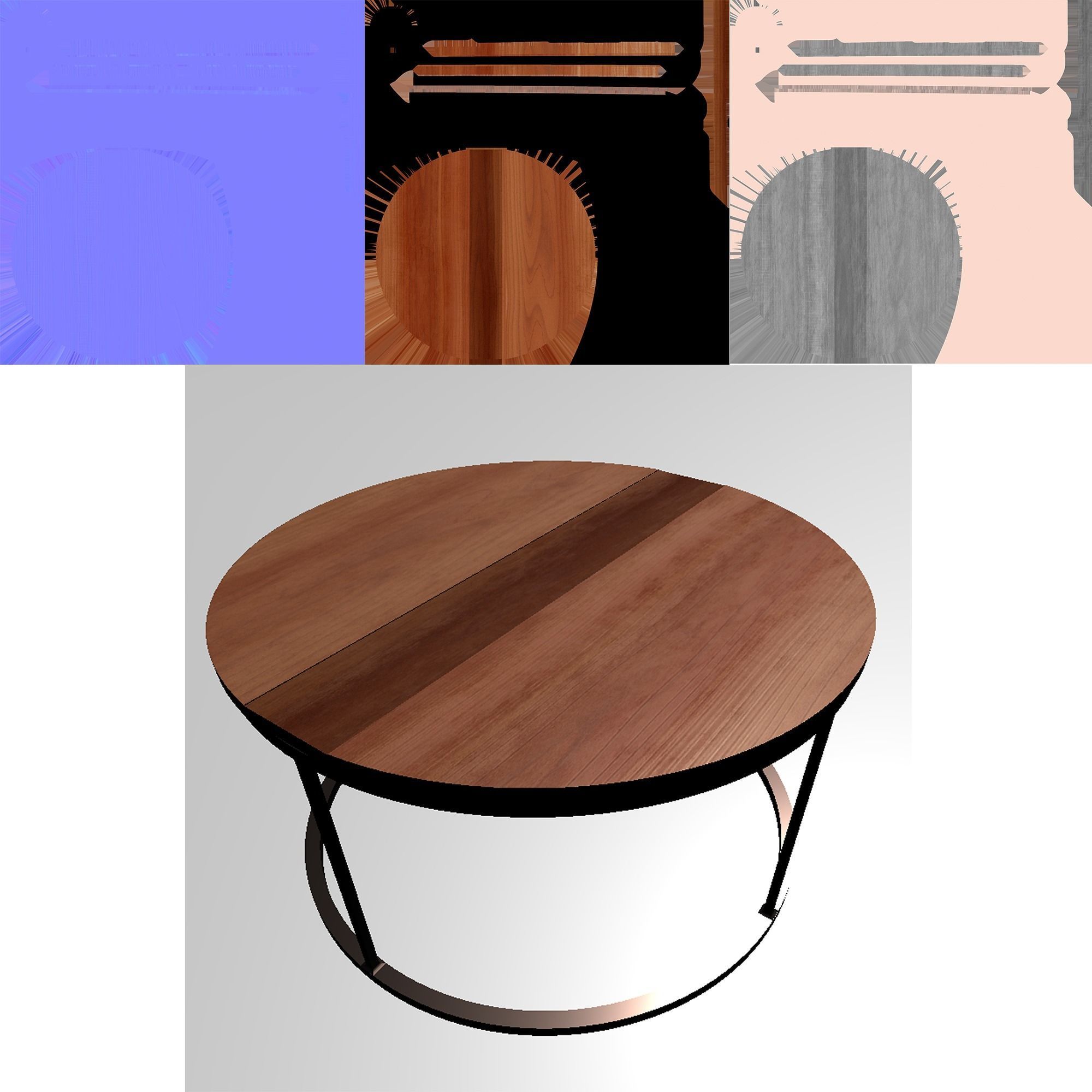 Table round coffee with metal base 3D model_5