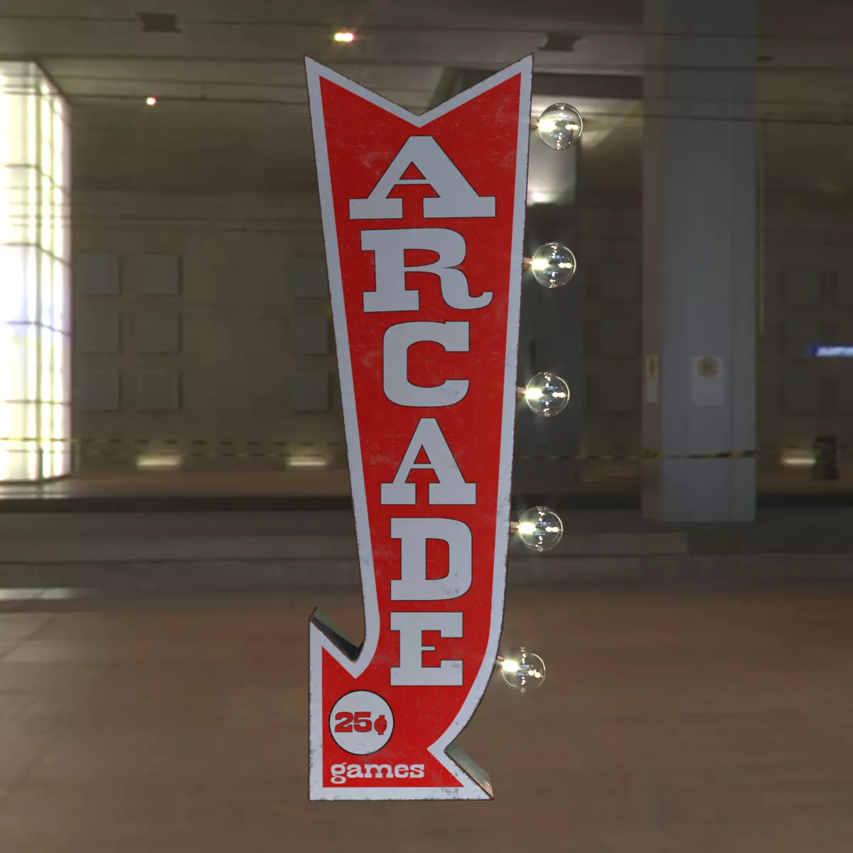 Vintage Arcade Games Marquee Low-poly 3D model_0