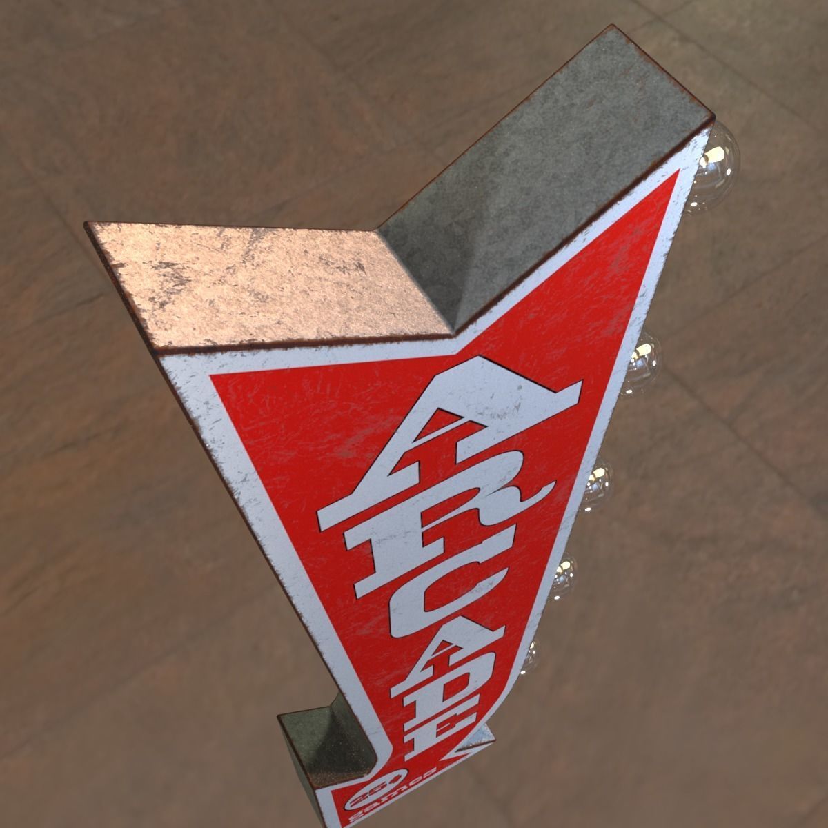 Vintage Arcade Games Marquee Low-poly 3D model_5