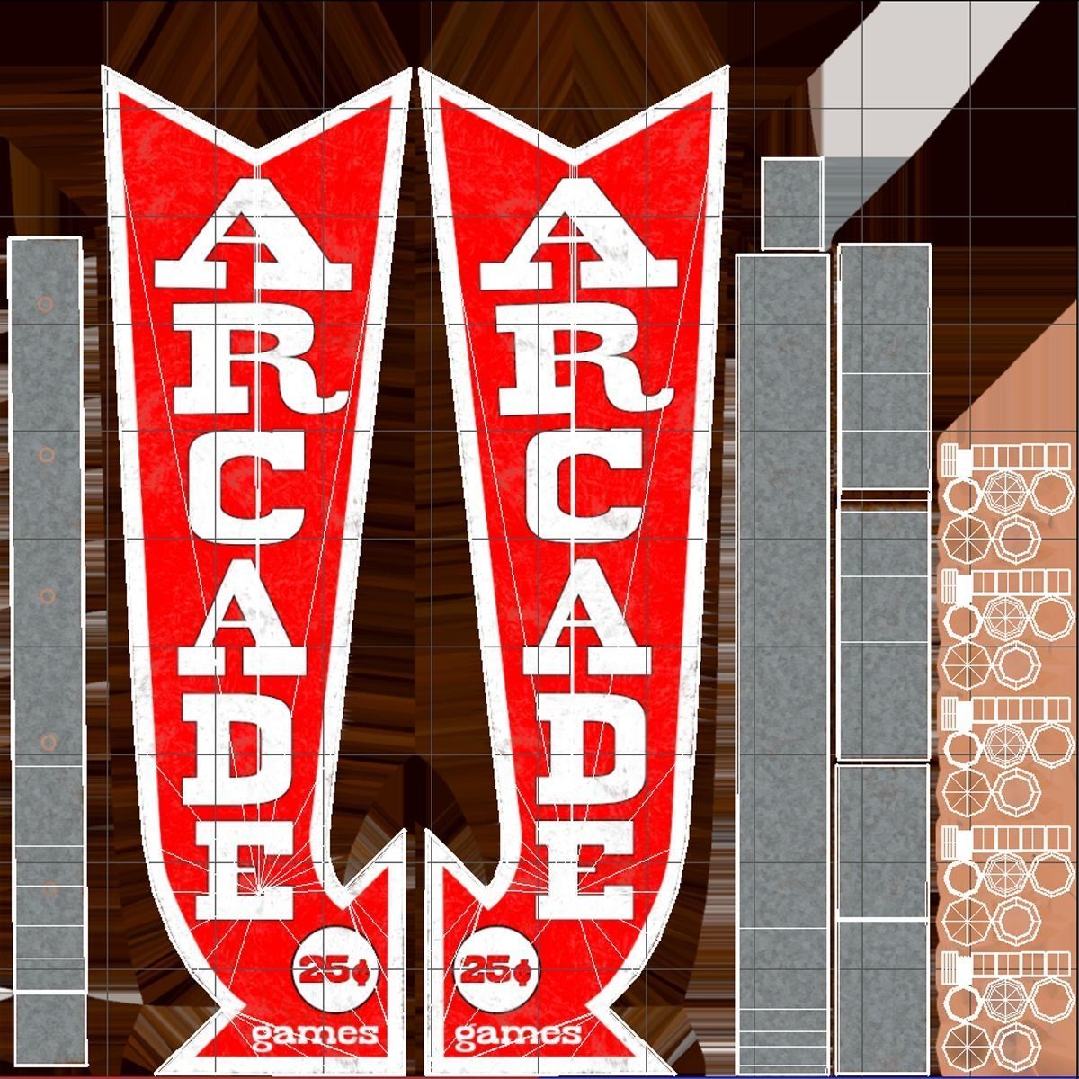 Vintage Arcade Games Marquee Low-poly 3D model_6