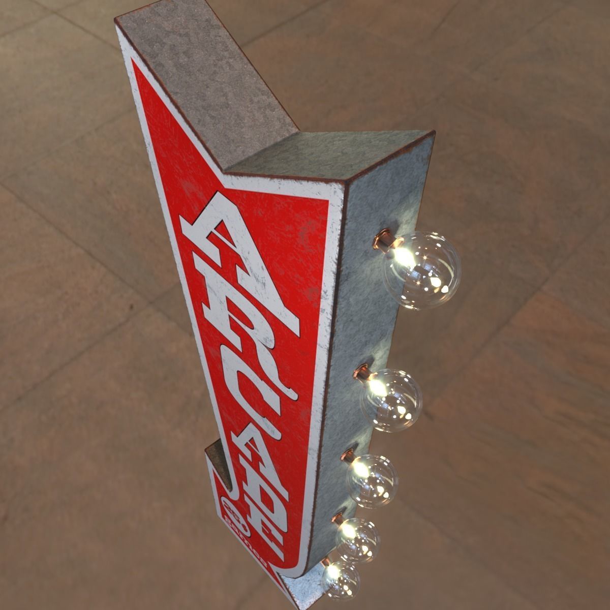 Vintage Arcade Games Marquee Low-poly 3D model_4