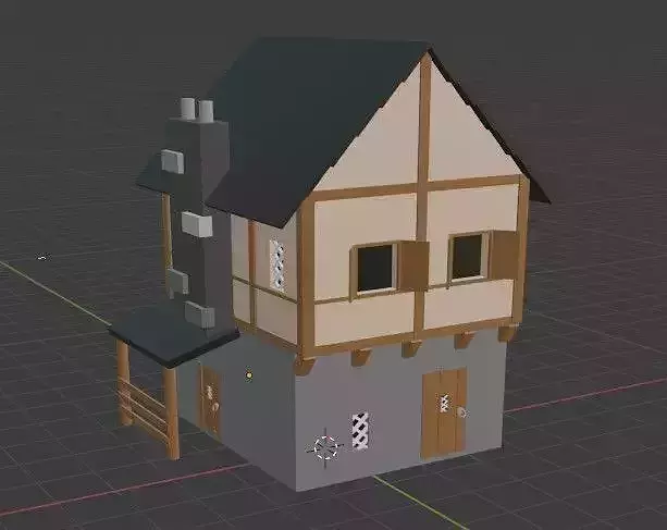 Low-poly Midle age house