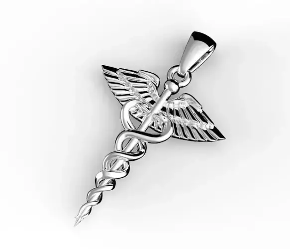 symbol caduceus pendant in gold 3D print model