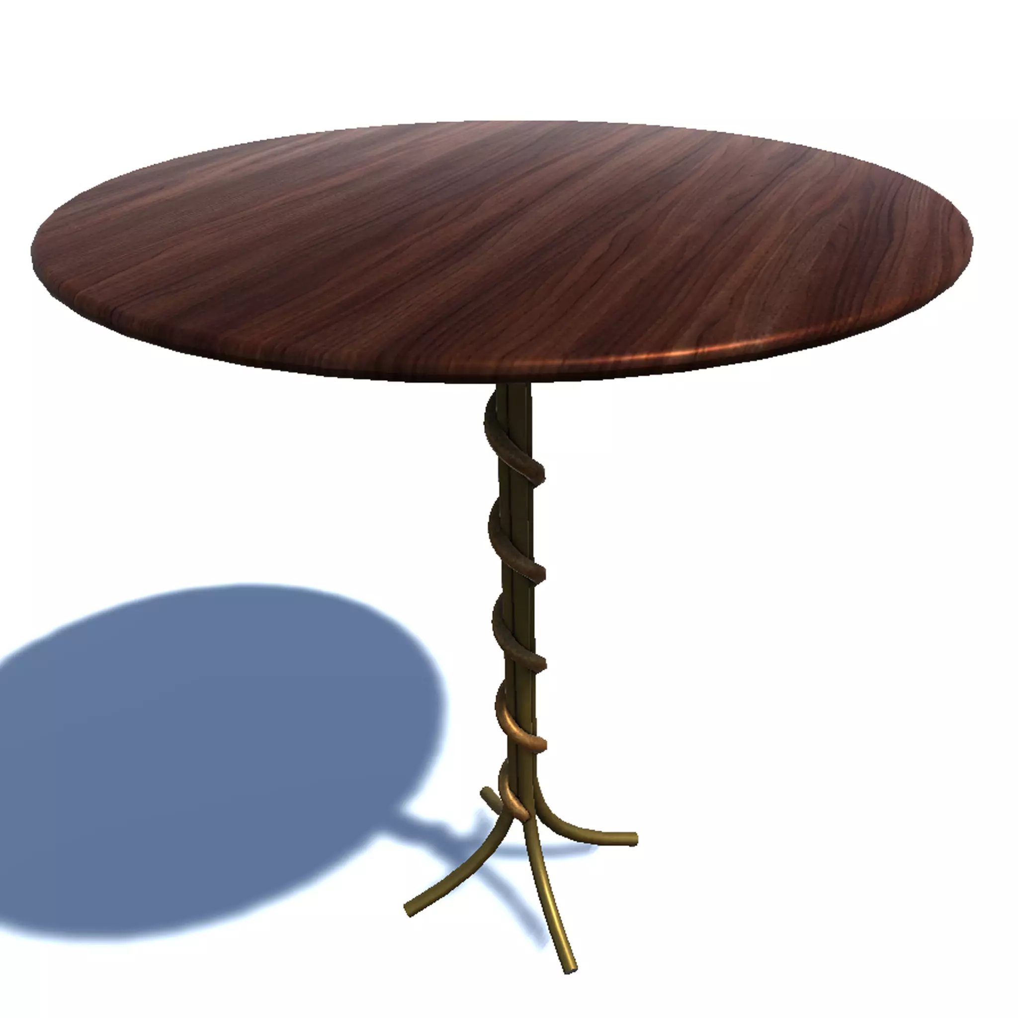 Table 2 round wooden with gold base 3D model_0