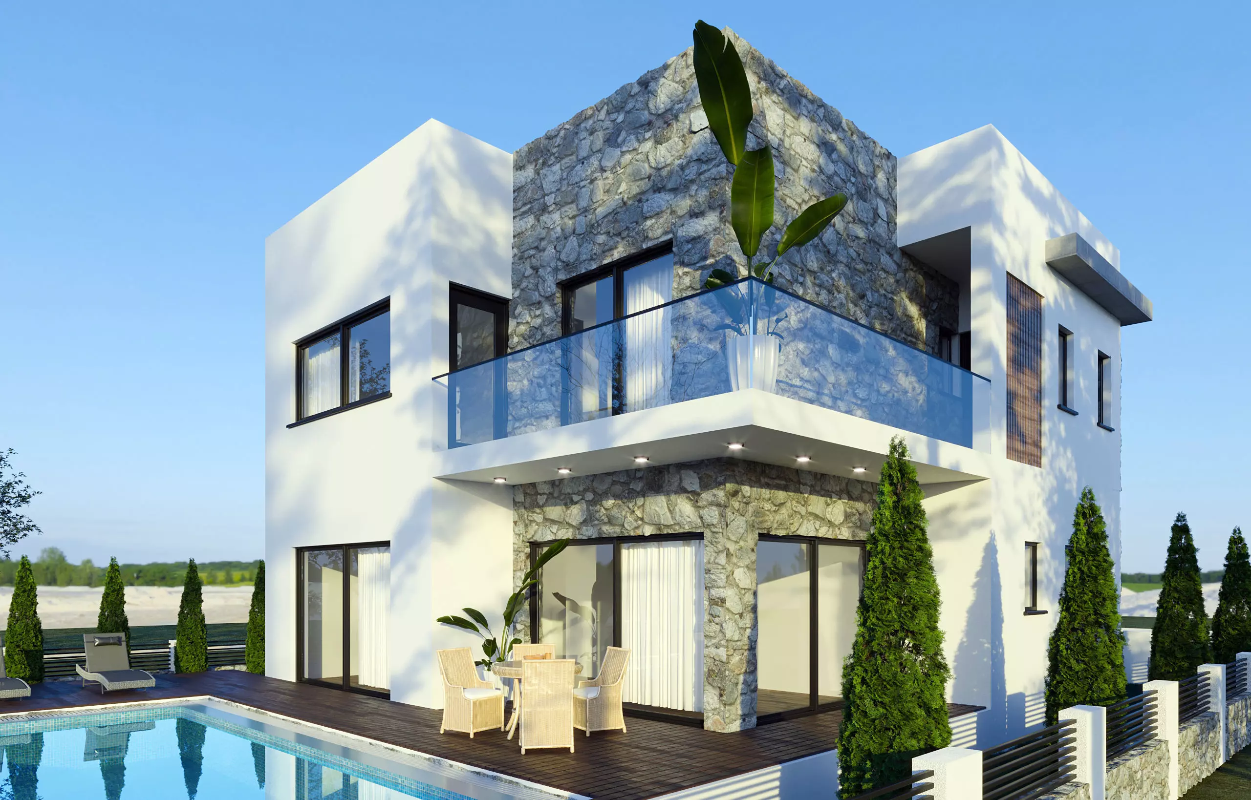 Exterior Scene Villa Model 3D model