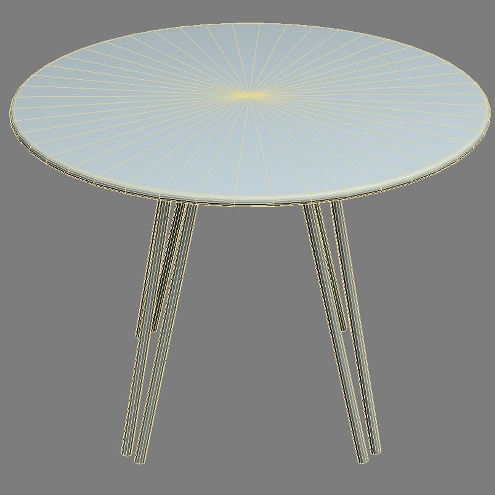 Table 3 round glass with wooden legs 3D model_3