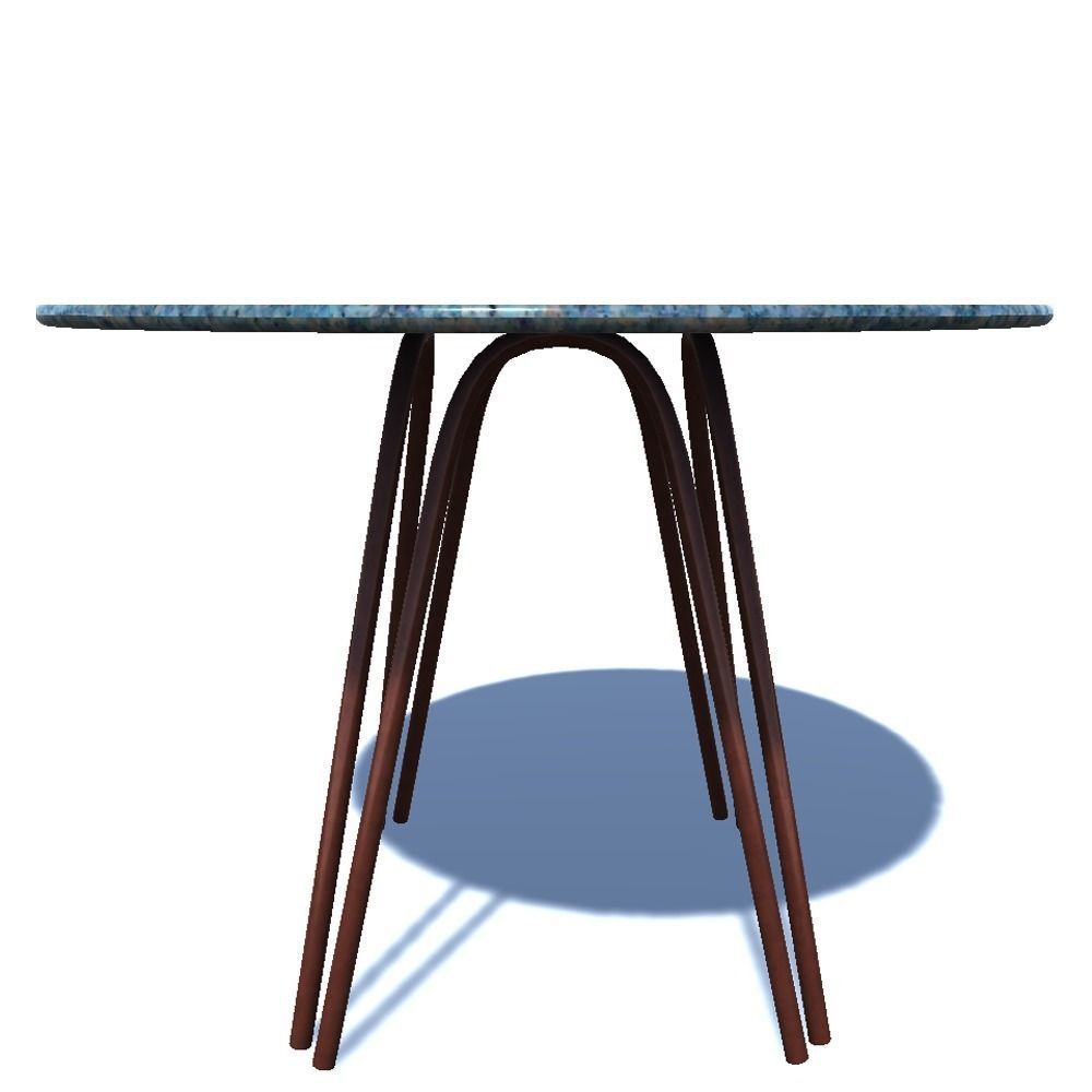Table 3 round glass with wooden legs 3D model_1