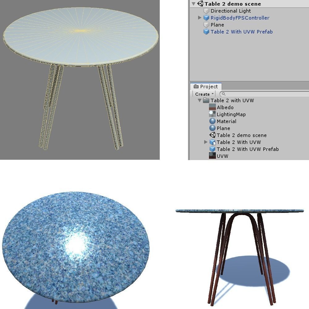 Table 3 round glass with wooden legs 3D model_4