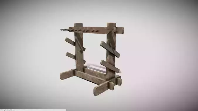 Medieval Weapons Rack Low-poly 3D model