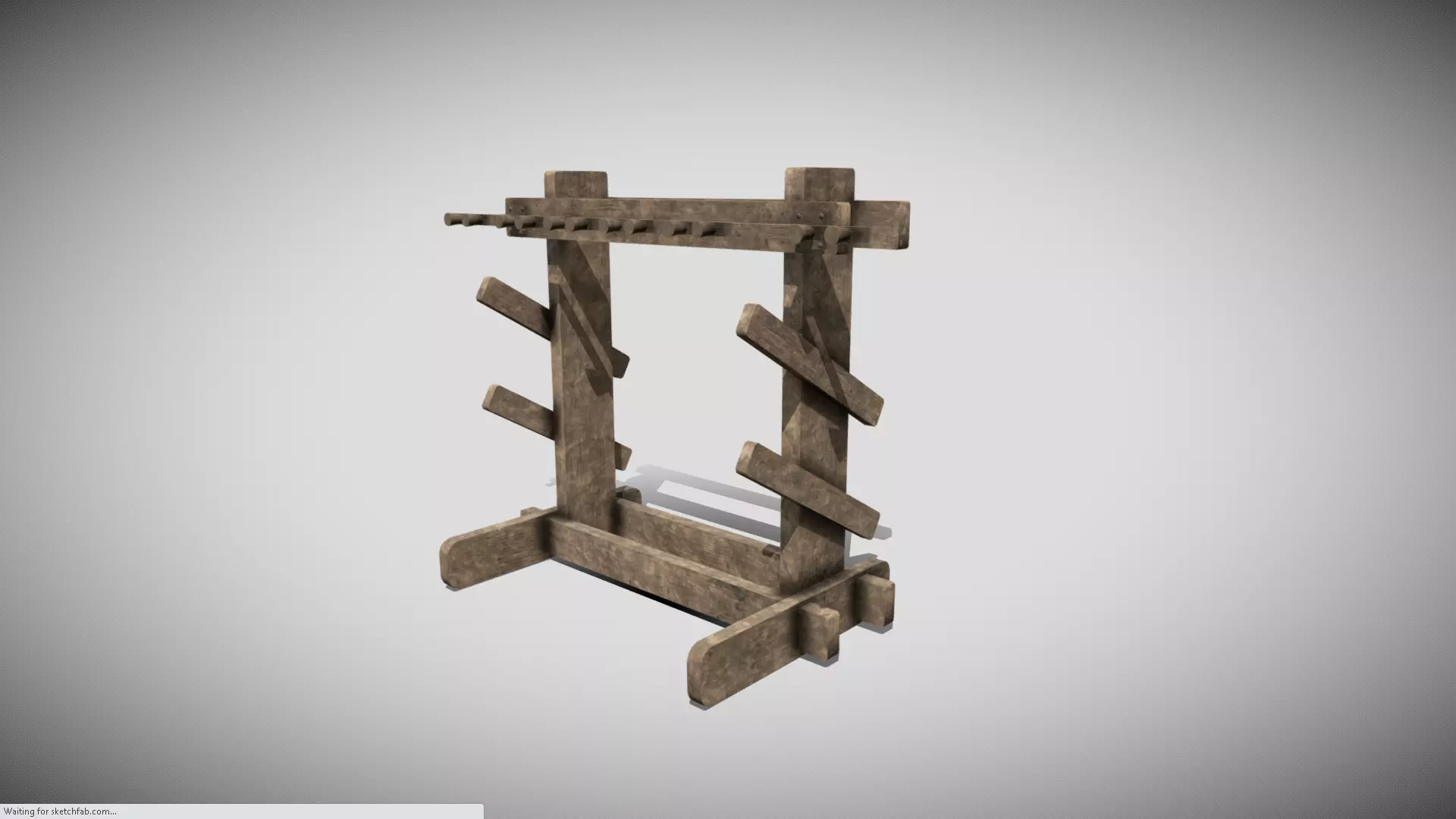 Medieval Weapons Rack Low-poly 3D model_0