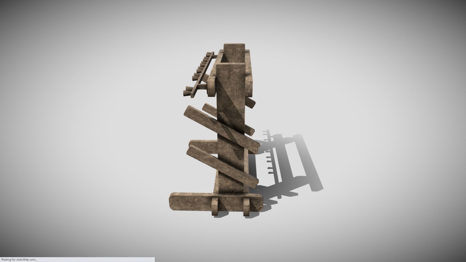 Medieval Weapons Rack Low-poly 3D model_3