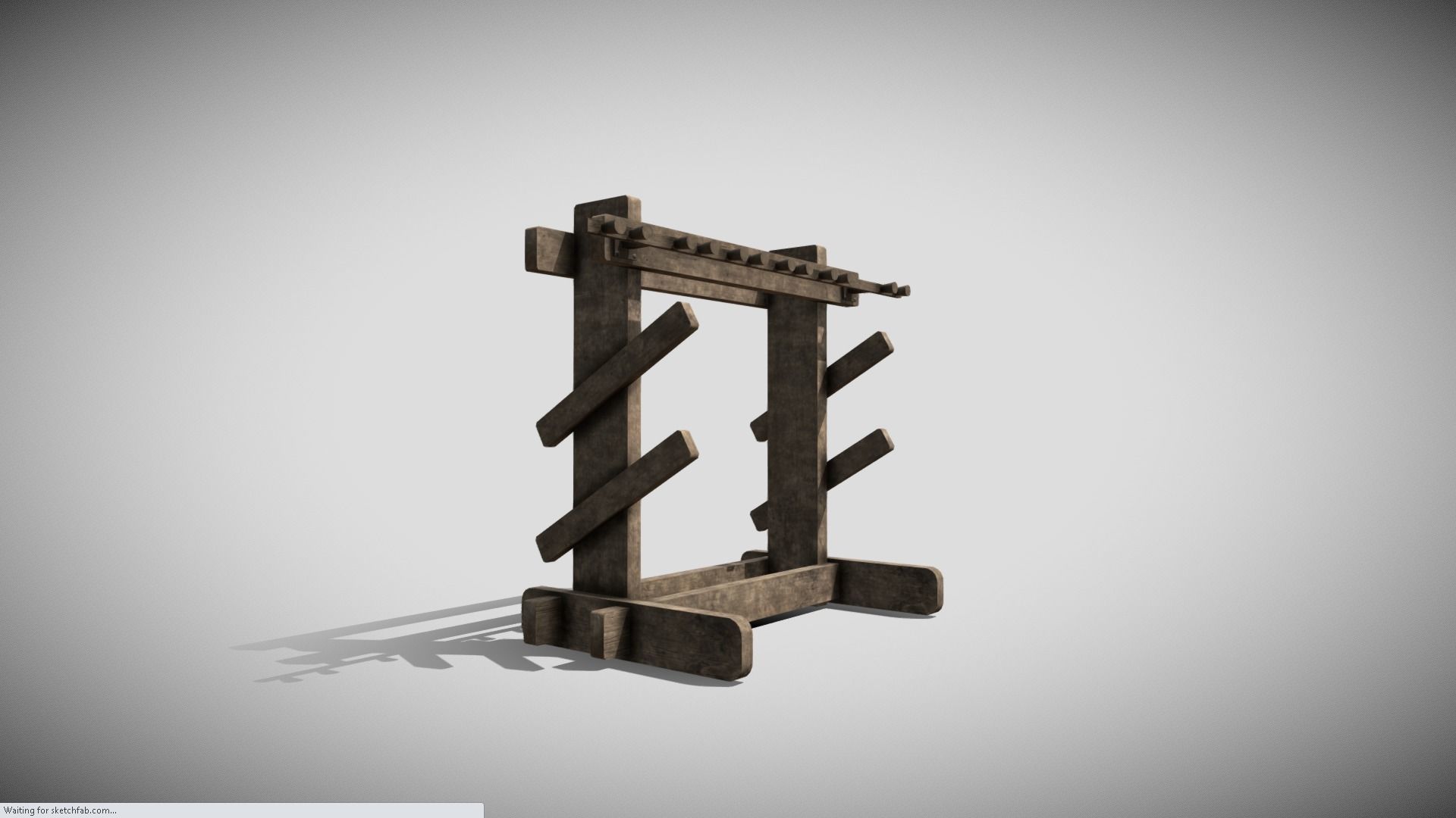 Medieval Weapons Rack Low-poly 3D model_7