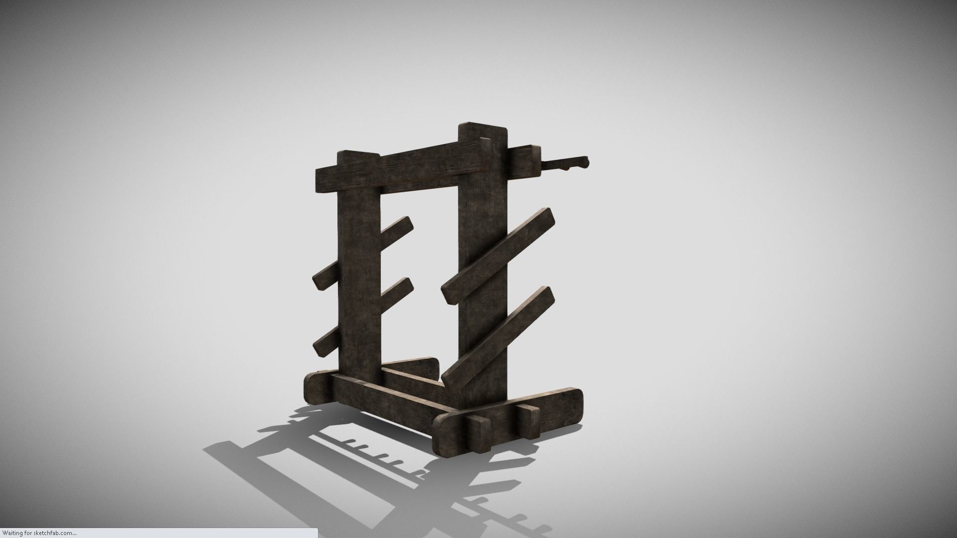Medieval Weapons Rack Low-poly 3D model_6