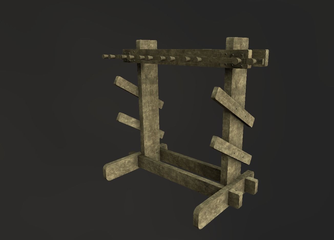 Medieval Weapons Rack Low-poly 3D model_1