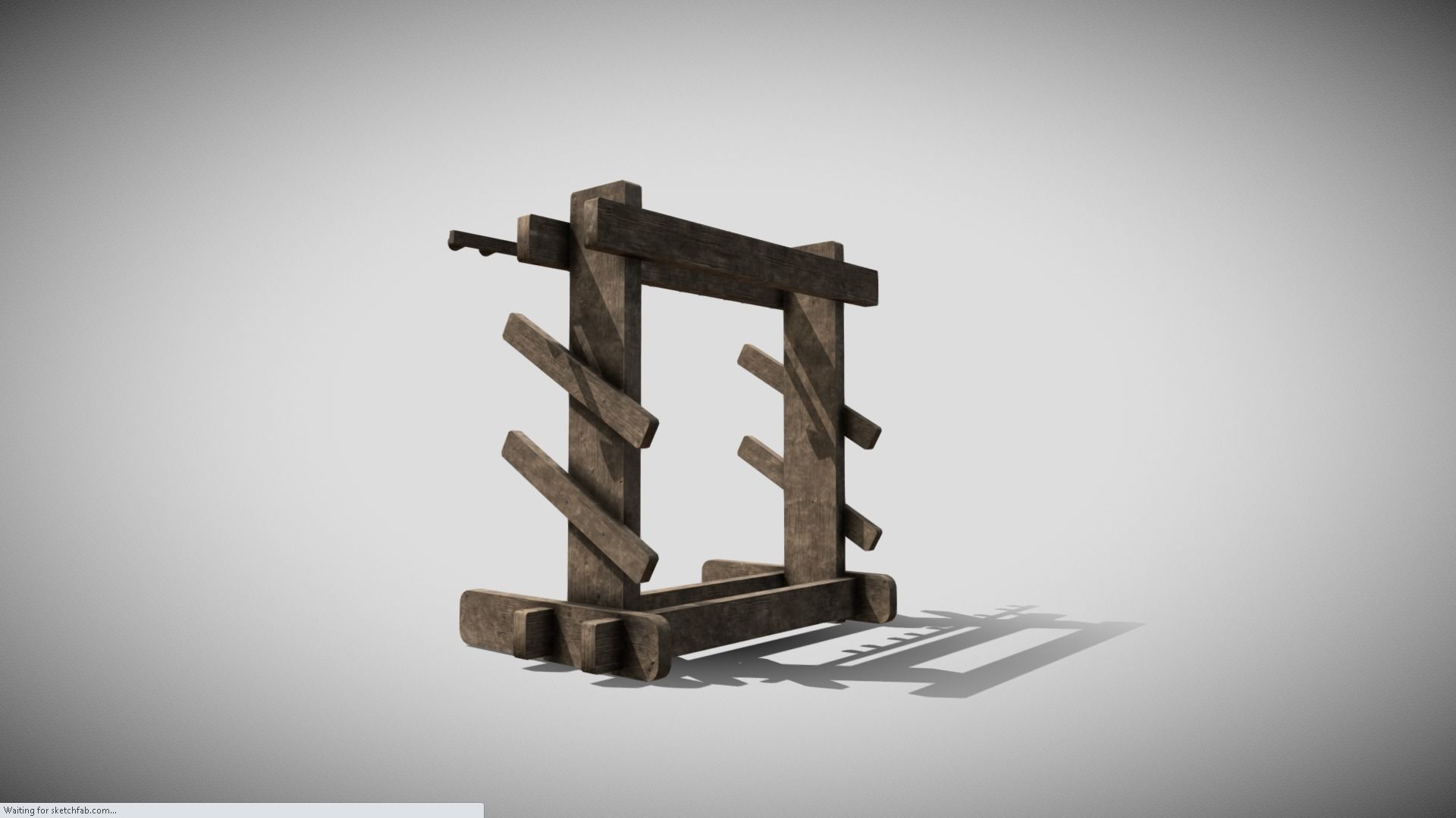 Medieval Weapons Rack Low-poly 3D model_4