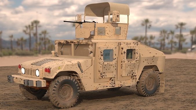 Armored Humvee with chicken basket Low-poly 3D model