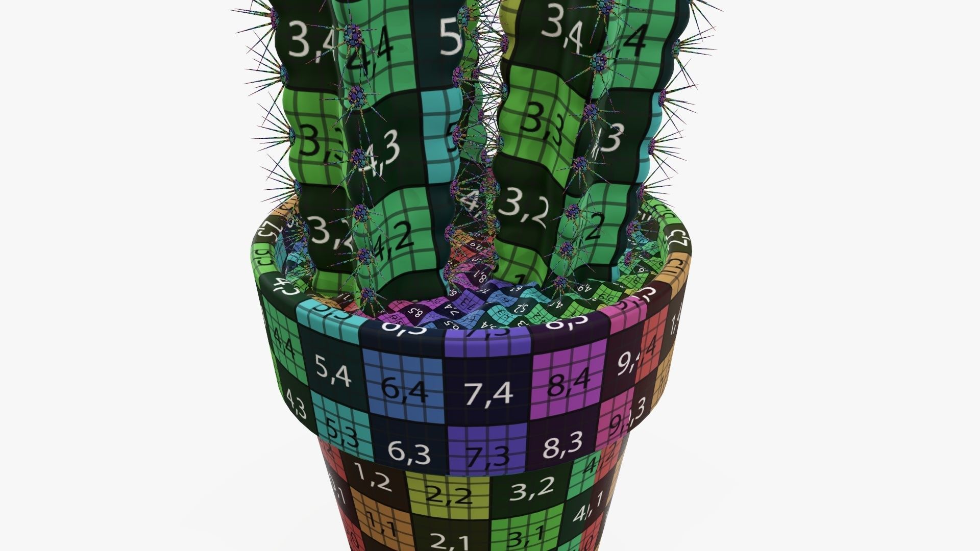 Cactus in planter pot 01 3D model_13