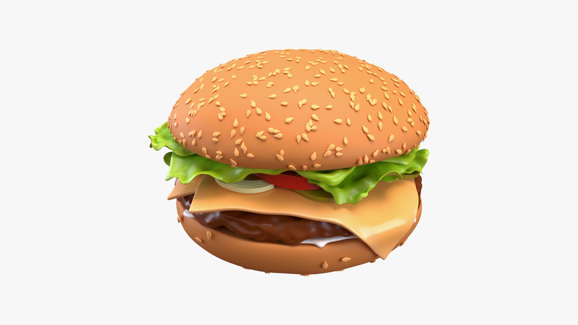  Fast food cheeseburger 01 stylized 3D model_1
