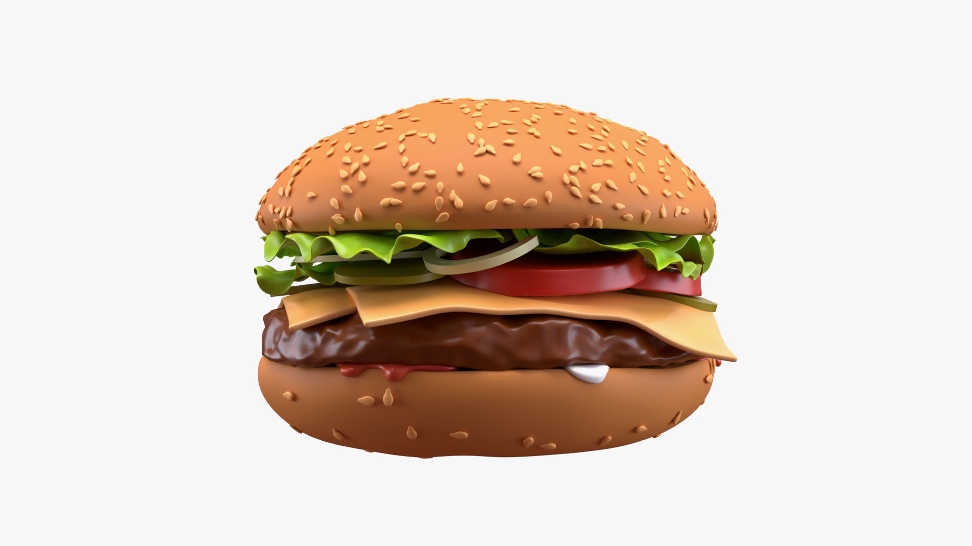  Fast food cheeseburger 01 stylized 3D model_2