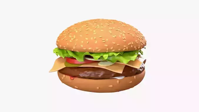  Fast food cheeseburger 01 stylized 3D model