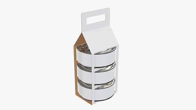 Food carrier tin can package 3D model