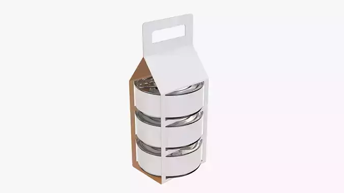 Food carrier tin can package 3D model