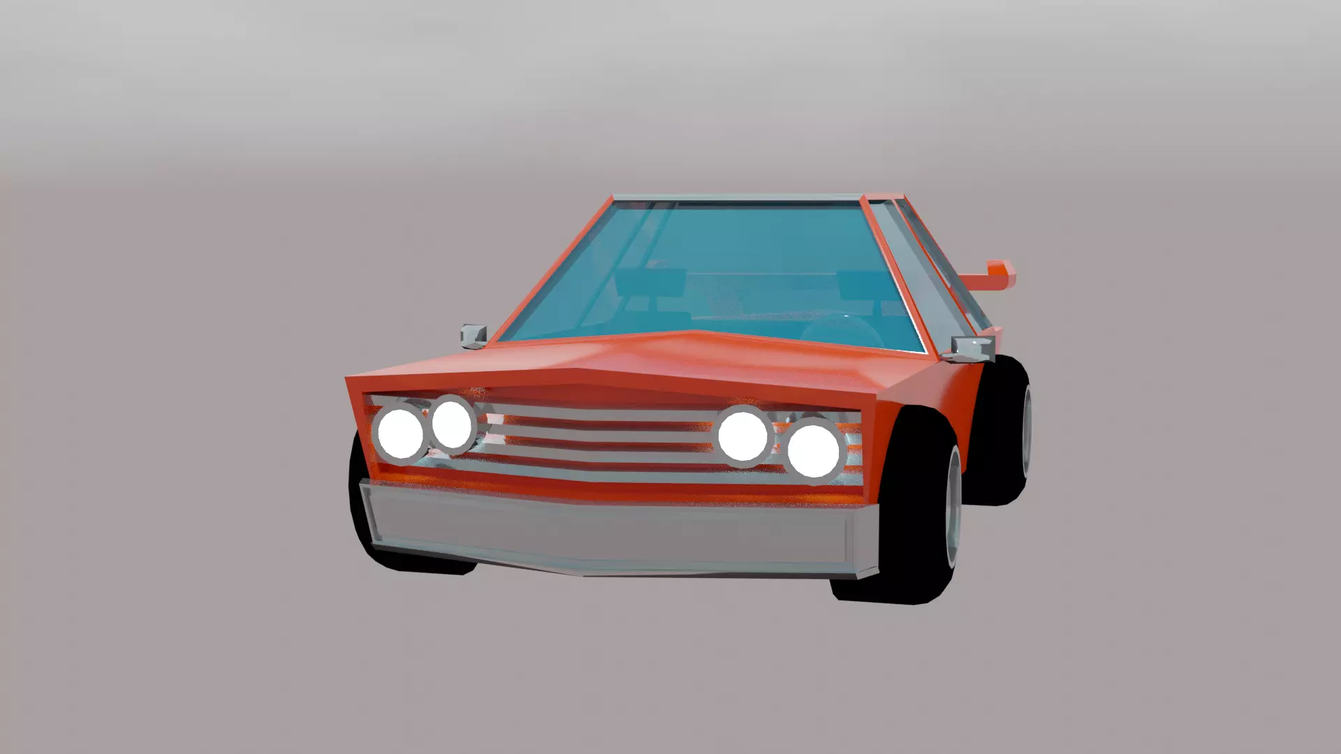 Low Poly Car orange in sky Free low-poly 3D model