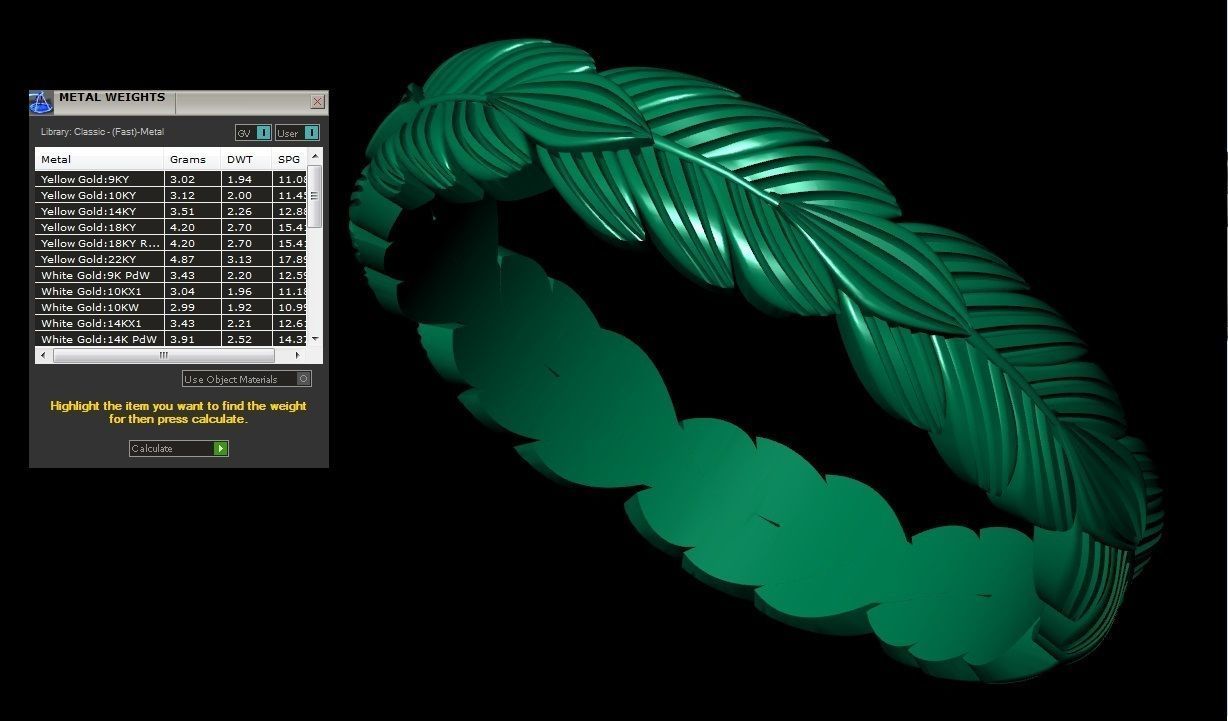 Wedding ring with leaves 3D print model_7