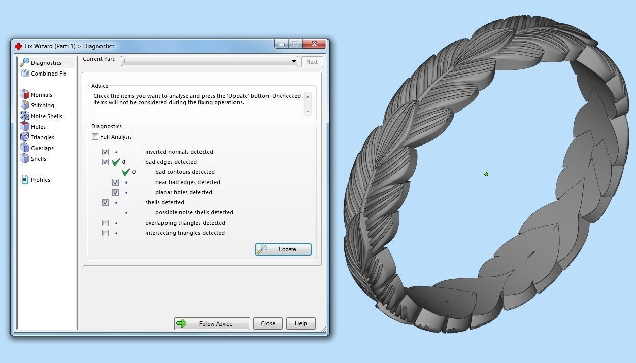 Wedding ring with leaves 3D print model_6