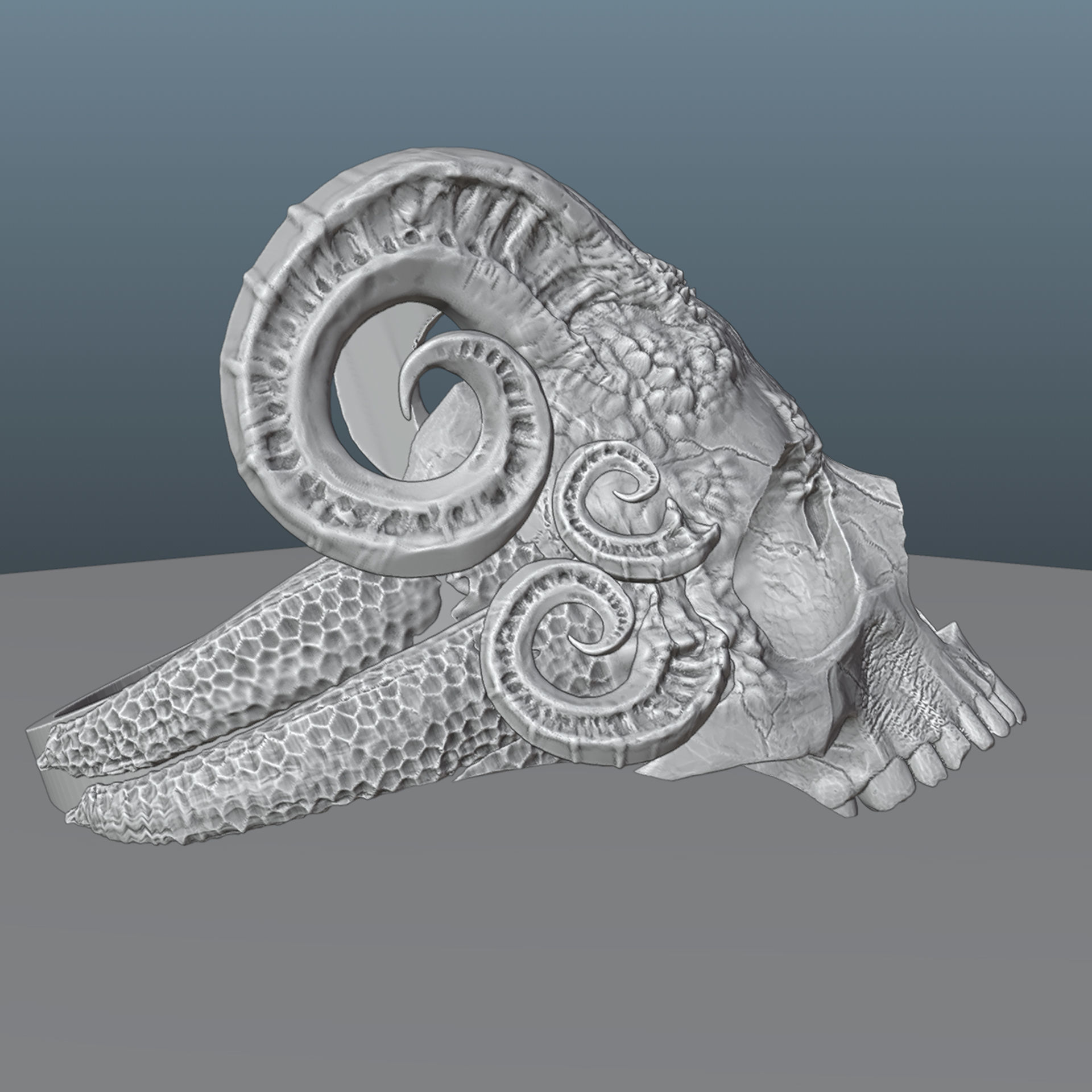 Skull from Hell Silver Ring 3D print model_4