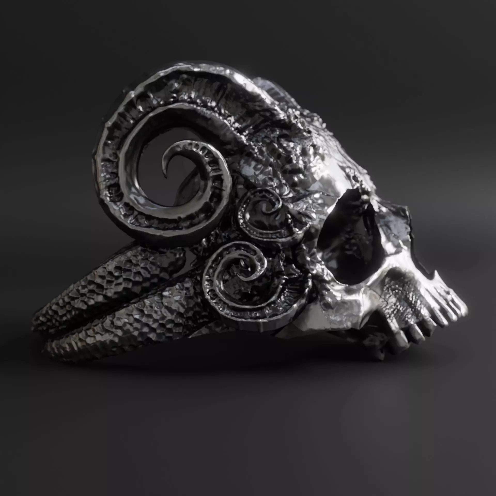 Skull from Hell Silver Ring 3D print model_0