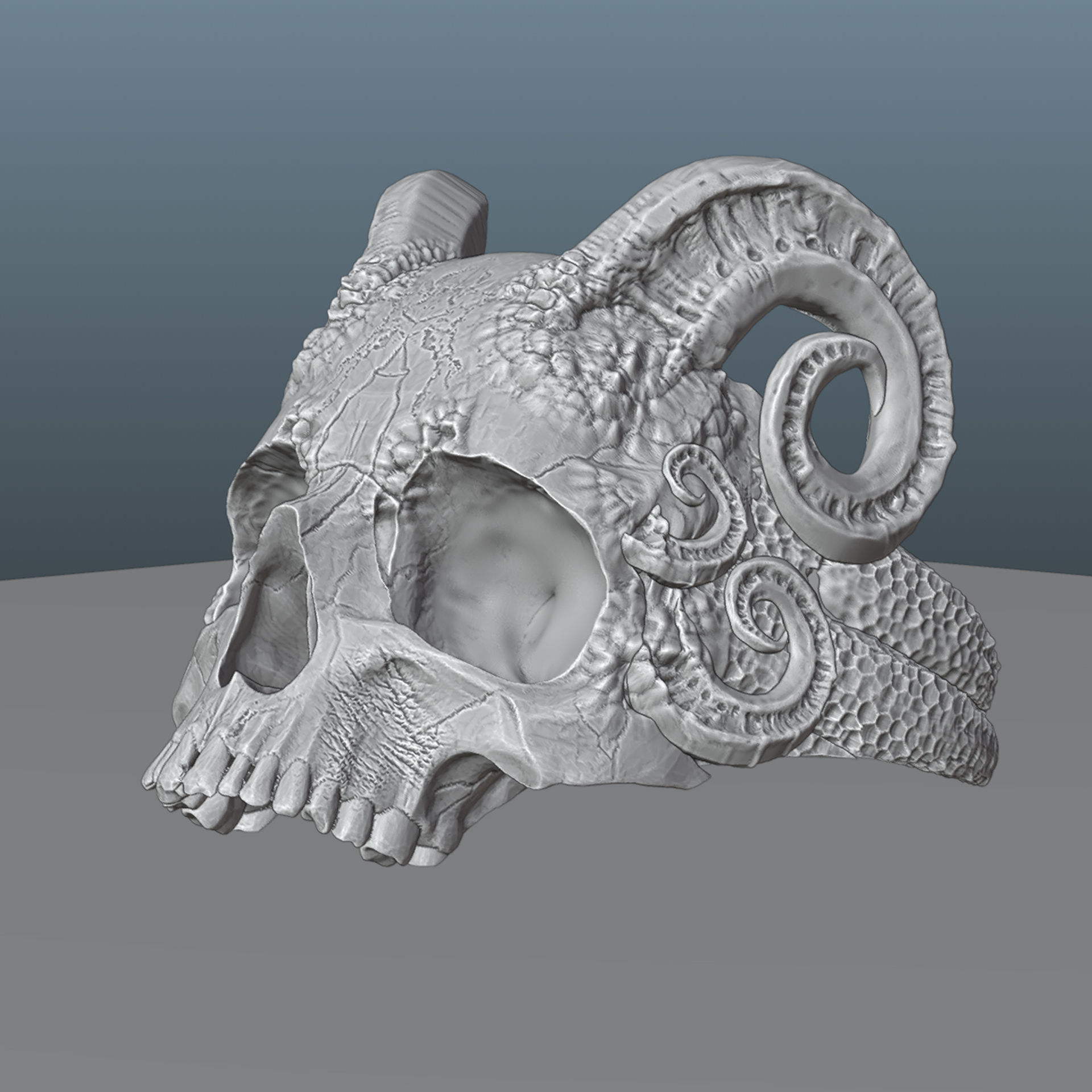 Skull from Hell Silver Ring 3D print model_3