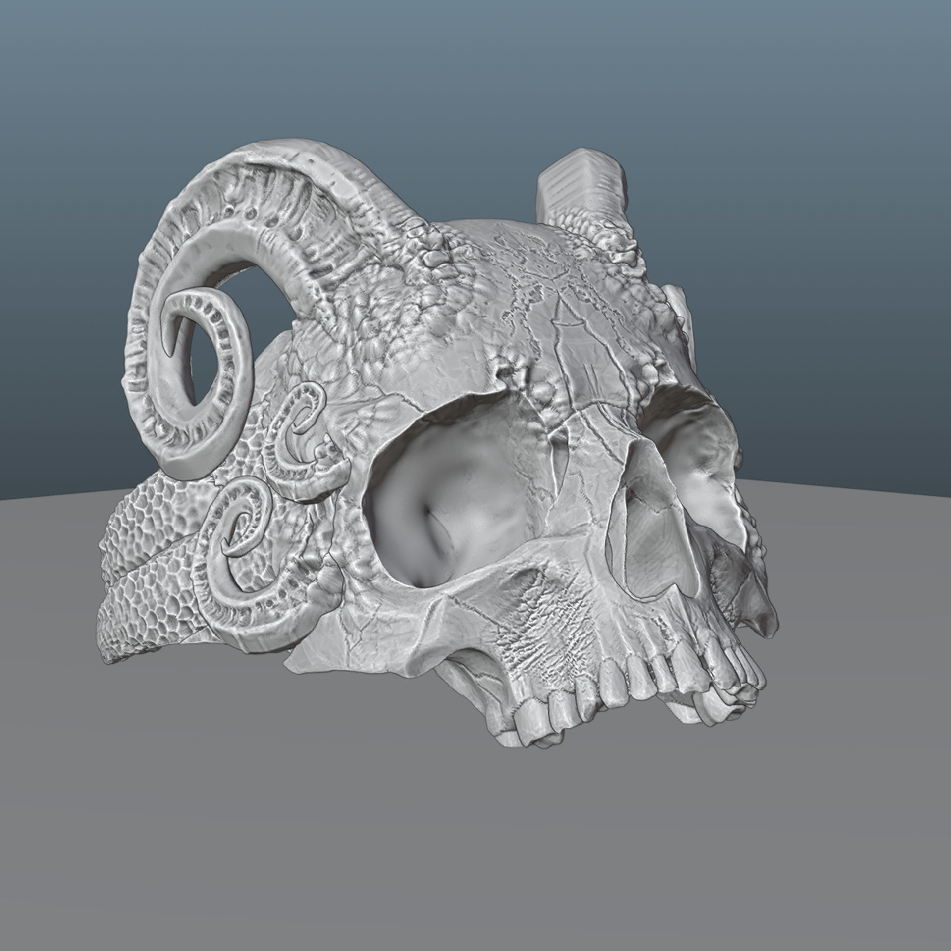 Skull from Hell Silver Ring 3D print model_5