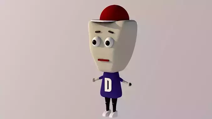 3D Child Model cartoon character wearing cap 3D model