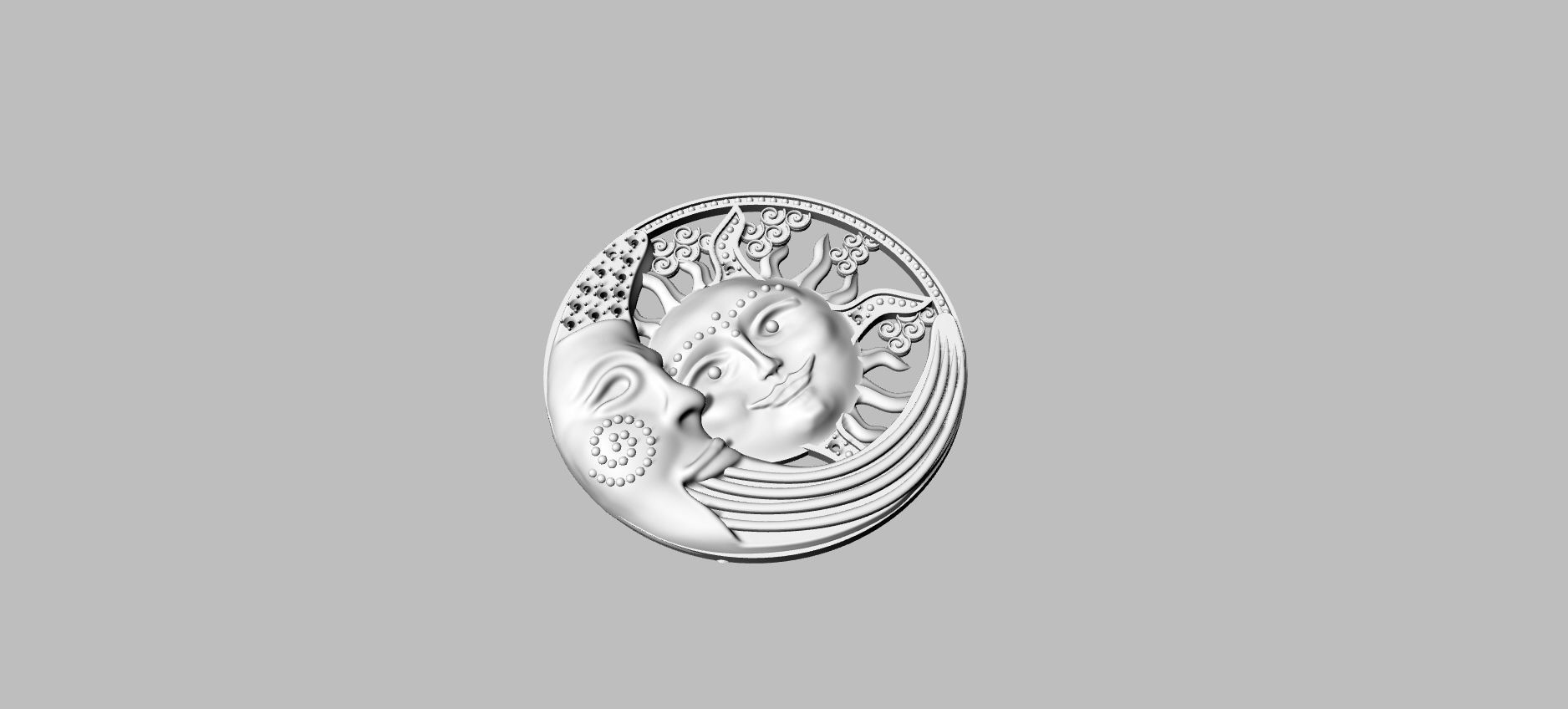 Sun and Moon pendant 3D print model_6