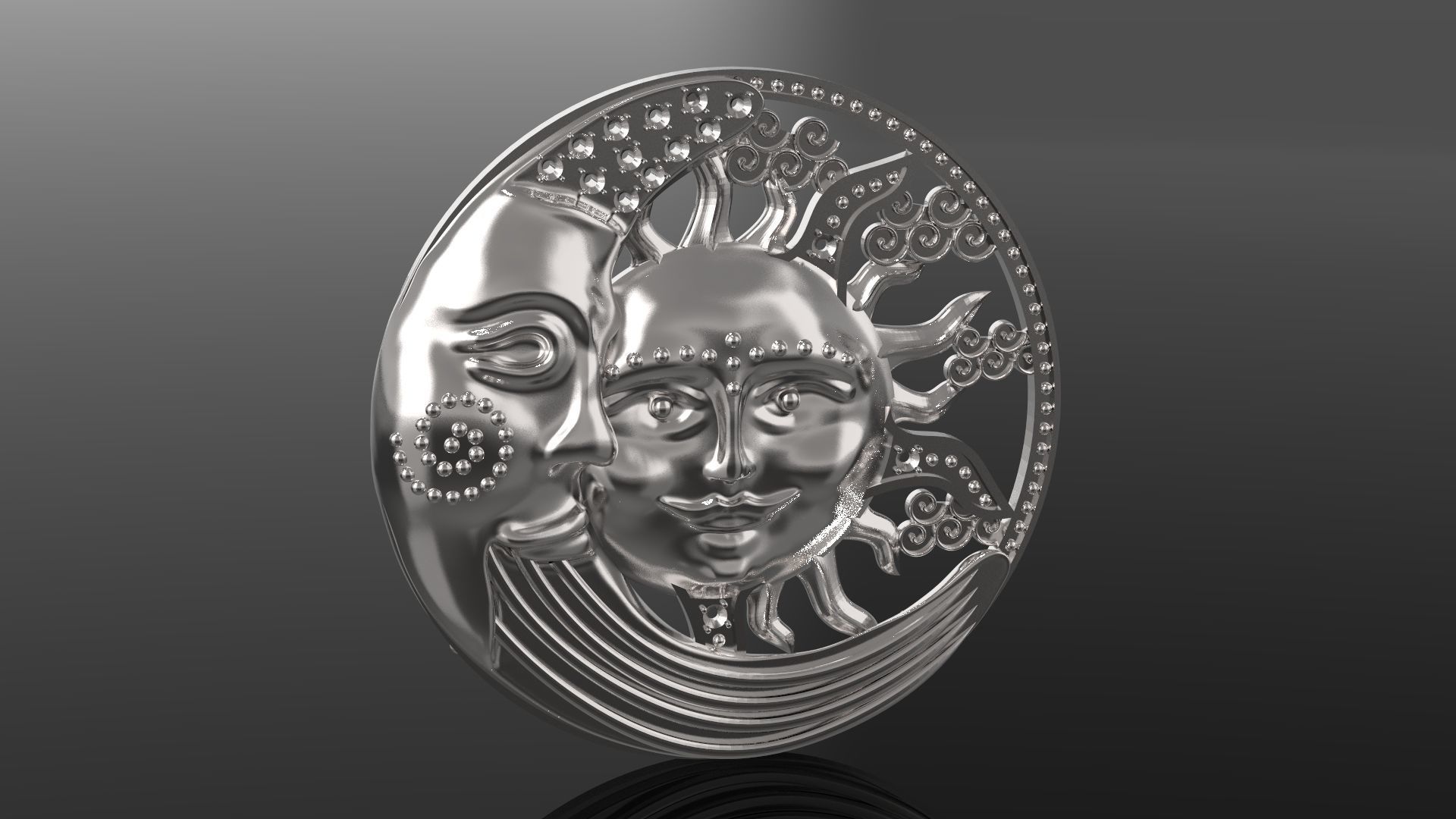 Sun and Moon pendant 3D print model_1