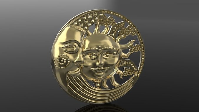 Sun and Moon pendant 3D print model